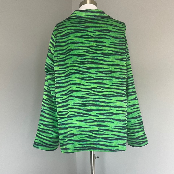 Savage x Fenty Rhianna Animal Print Green Zebra Silky Pajama Blazer Top 2X - Picture 13 of 14